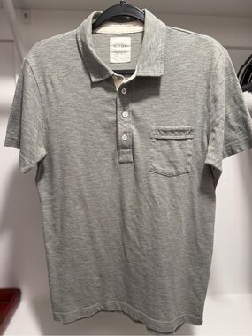 Billy Reid Green & Cream Polo with Chest Pocket